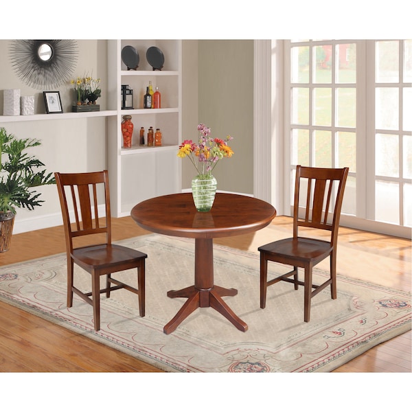 International Concepts Round 36 in Round Top Pedestal Table with 2 Chairs, Espresso, 36 in W, 36 in L, 28.9 in H, Wood K581-36RT-27B-C10-2 - main